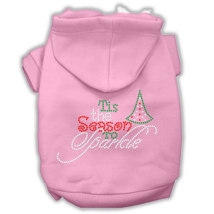 Tis the Season to Sparkle Rhinestone Dog Hoodie Light Pink L